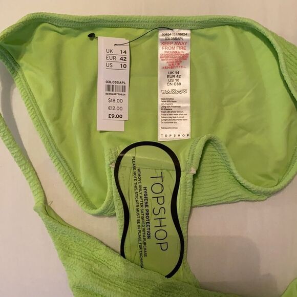NWT Topshop Neon Green Bikini Bottoms Size 10 - Picture 7 of 10